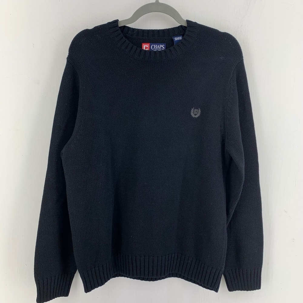 Chaps Mens Cotton Crewneck Sweater Size Medium Preppy Ivy League Minimal